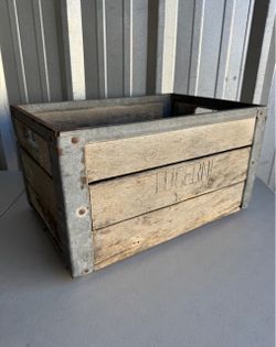 Vintage Lucerne Dairy Wooden Milk Crate – Metal Reinforced – 19”