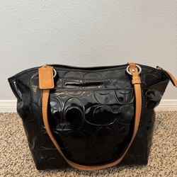 Authentic Coach Black Patent Leather Tote