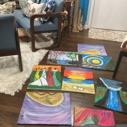 Eight 20” X 18”  Beautiful Painting, Different Designs, All Together Look Very Good (NO SHIPPING) All For $25