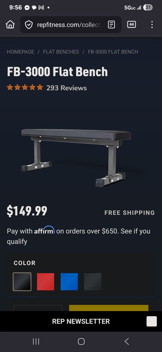 Rep Fitness FB-3000 Flat Weight Bench