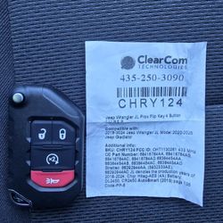 Jeep Wrangler Key Fob 2018 To 2025