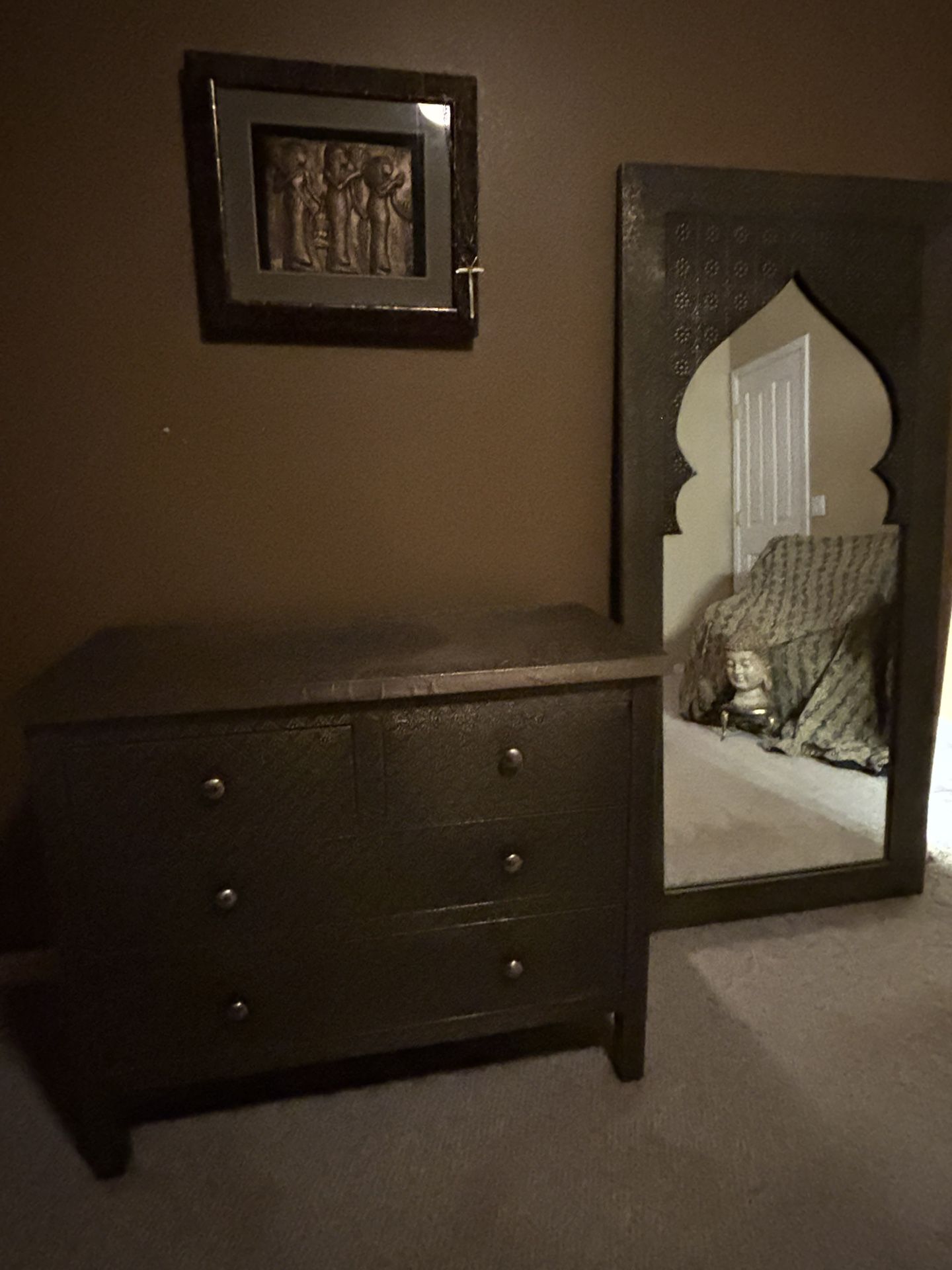 Matching Set: 4 Drawer Chest, 6 Drawer Dresser w/embossed...
