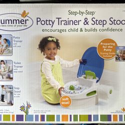 Summer Step-by-Step Potty Trainer and Step Stool, Blue/ Green