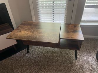 usikey Coffee Tables, 39.4 inch Wood Lift Top Coffee Table with Hidden Compartment & Open Storage Shelf, Mid-Century Lift Tabletop Dining Table for Ho