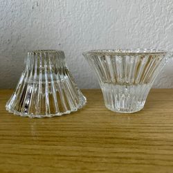 Vintage Indiana Glass Candle Holders Reversible Tapper Tea Light Stackable Pair