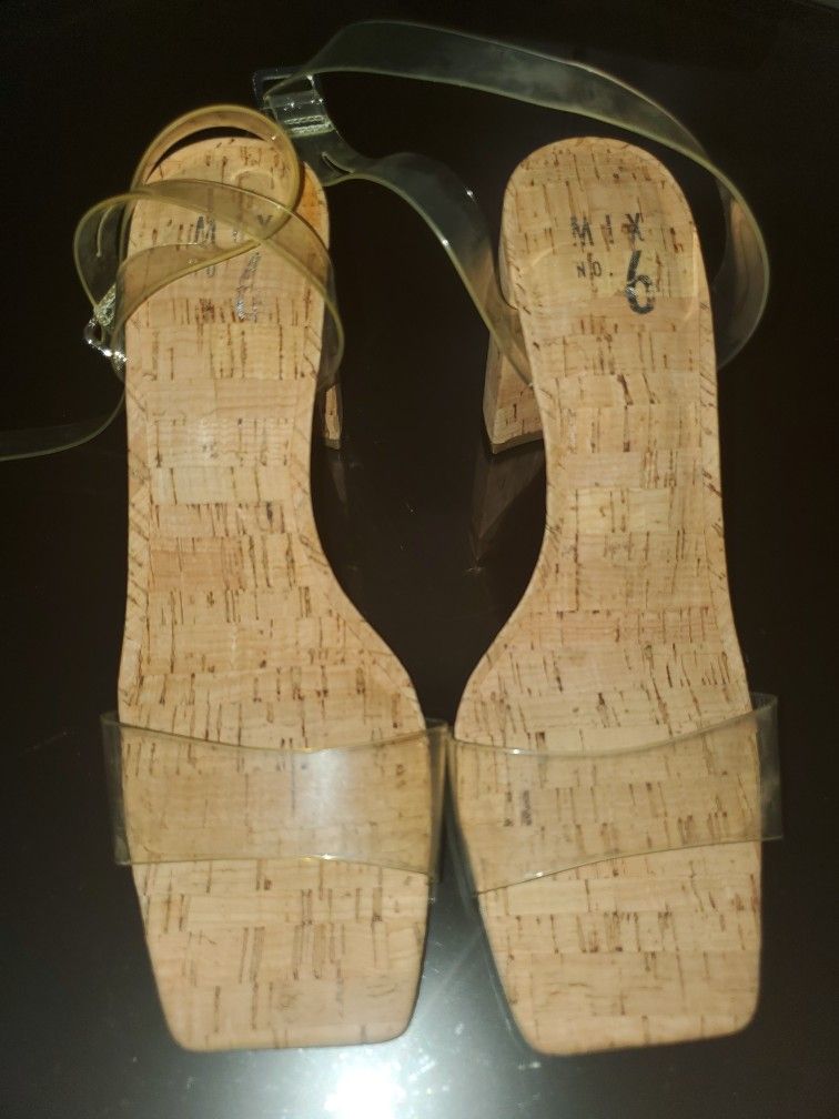 Mix No.6, Cork Heel, Clear Strap 7 1/2