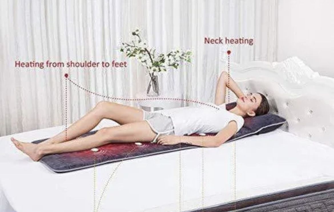 Snailax SL-363M Memory Foam Massage Mat with Heat, 10 Vibration Motors, 6 Therapy Heating Pad, Full Body Massager Cushion,