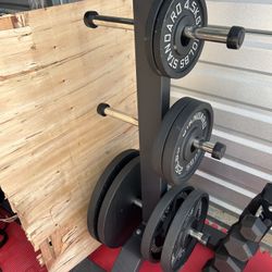 New pair of 10,25,35,45lb iron plates with rack. All new in box 📦 $330