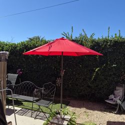 7.5" FT Market Umbrella Patio Color: Red Base Not Included 