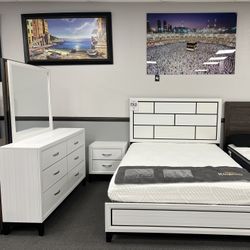 4PC White Queen Bedroom Set 
