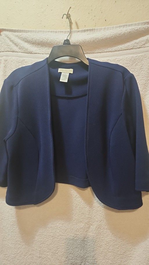 Women's Appleseed Crop Shrug Jacket Size 18 Excellent Condition Blue