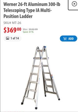 Werner 26’ aluminum multi position telescoping ladder