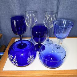 💙 Blue Glass Décor Bundle • 7 Assorted Pieces