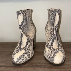 Steve Madden Leather Snake Print Ankle Booties
