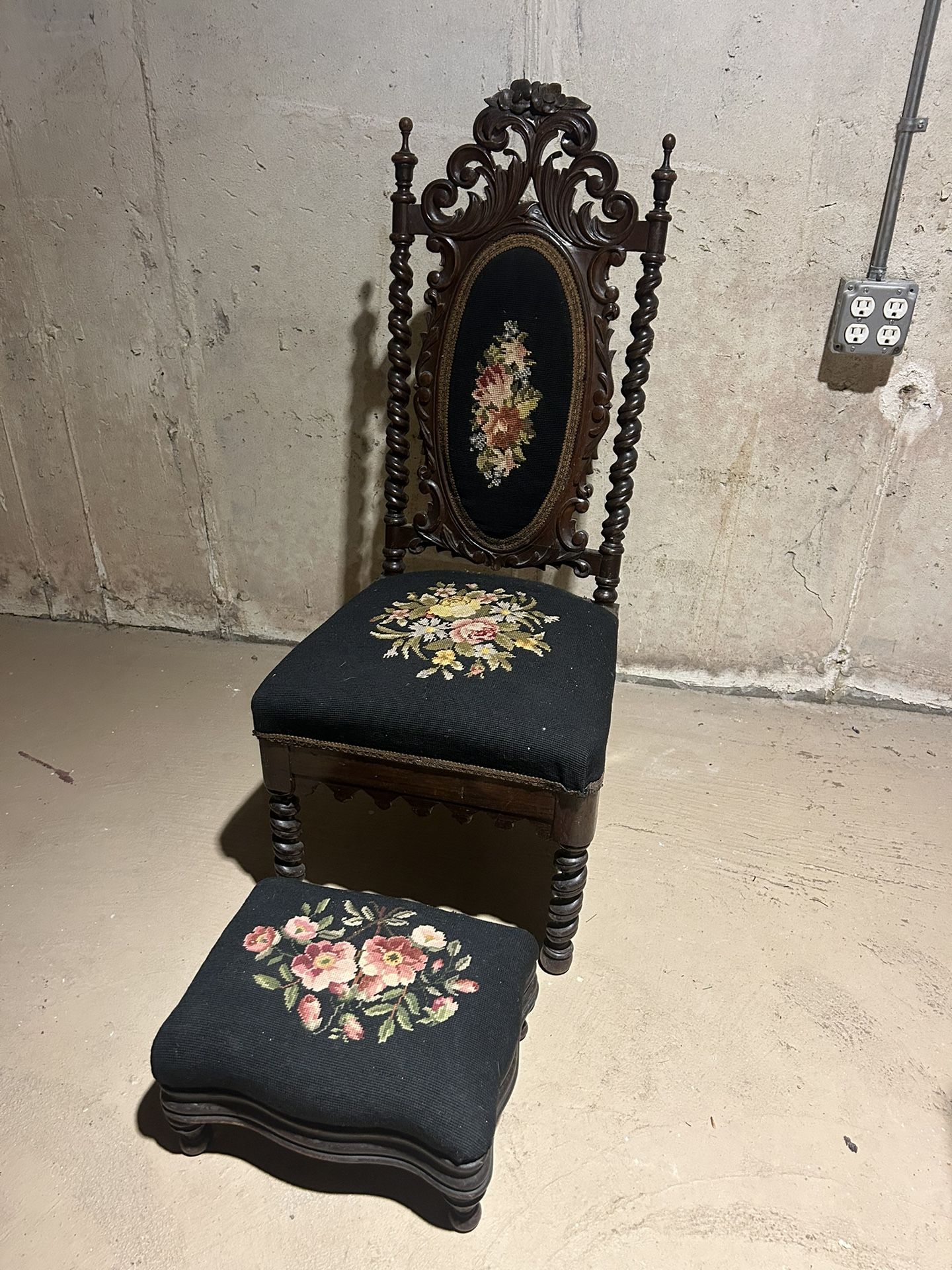 ONE OF A KIND Antique Victorian Style Child Chair And Ottoman