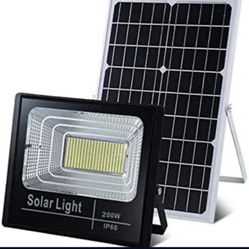 100W Solar Flood Light Outdoor Dusk to Dawn with Remote Control 324 LEDs 5000 Lumen Lamp for Yard, Swimming Pool, Garage, Warehouse, Playground, Hotel