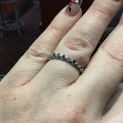 14k White Gold Diamond And Tourmaline Half Eternity Band