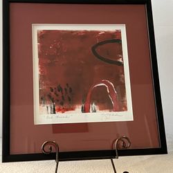 Abstract Mixed Media Limited Edition 1/1 Monoprint by Artist Gloria Gaddis-Titled "Red Thread"