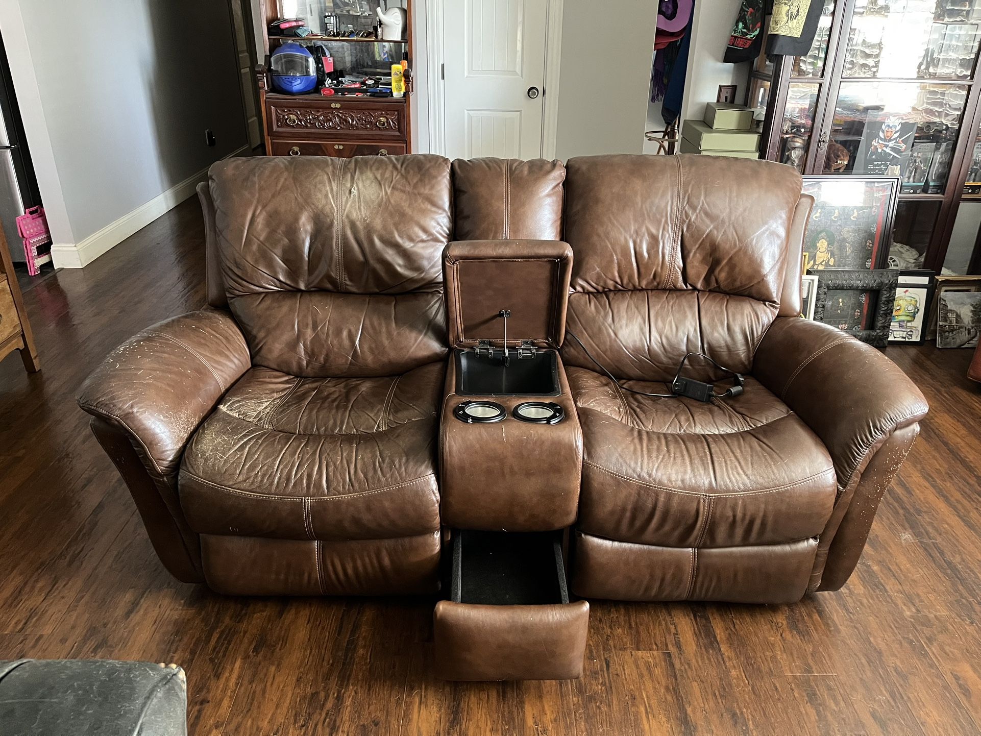 FREE Electric Leather Theatre Reclining Love Seat