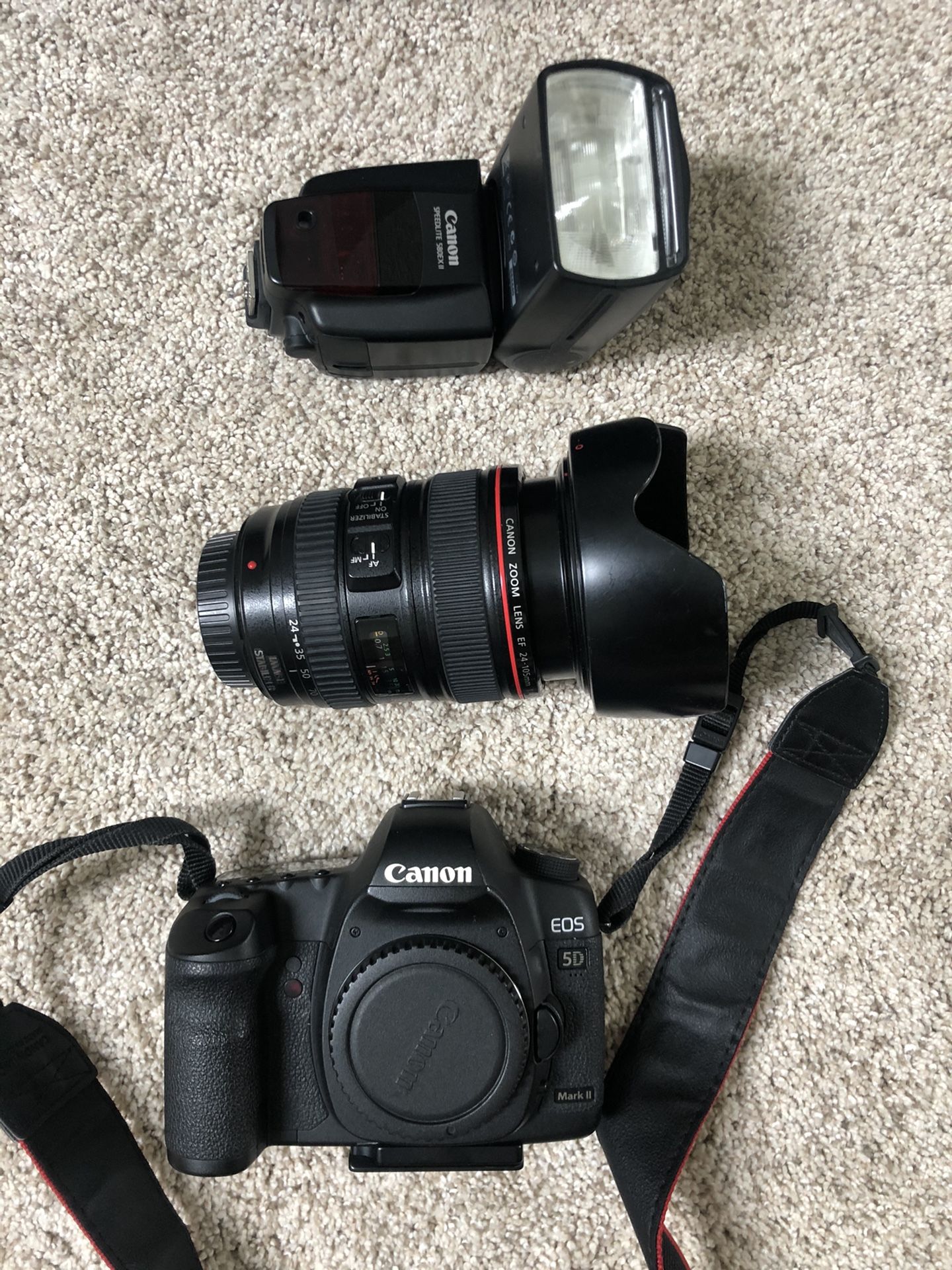 Canon 5D Mark ii - 24-105mm lens and 580 EX II