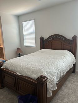 Bed frame, night stand and dresser chest