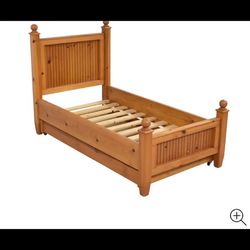 Land of Nod twin bed, solid wood
