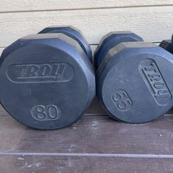 Troy  80 And 55 lb Rubber Dumbell
