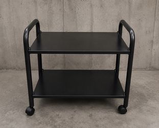 Modern Black Rolling Bar Cart | Side Table | Display Cart | Media Stand | Storage Shelf