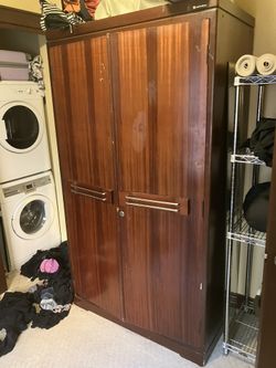 Large Wood Standing Armoire Closet Storage