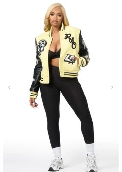 Yellow Oversized Varsity Jacket Xs
