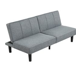 Mainstays 66" Studio Futon, Gray Linen Upholstery