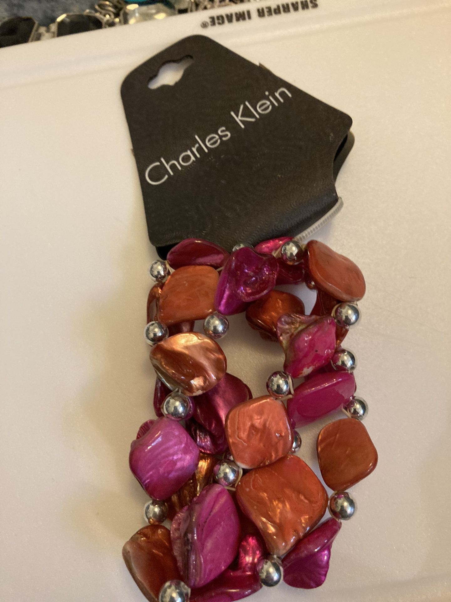 Brand New Charles Klein Hot Pink/Orange silver bead bracket