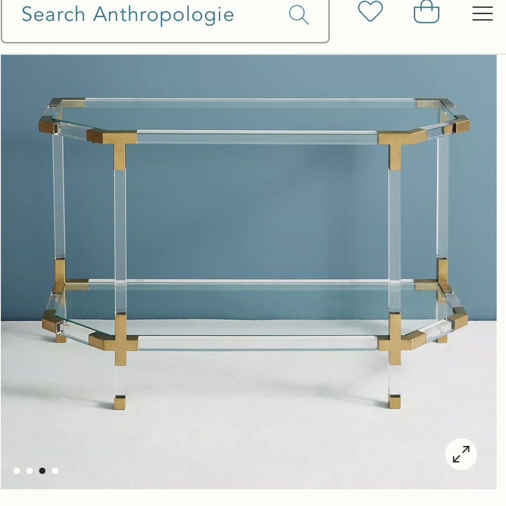 Anthropologie  Oscarine Lucite Console Top Rated Table