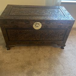 Gorgeous Carved Trunk With Cedar Lining