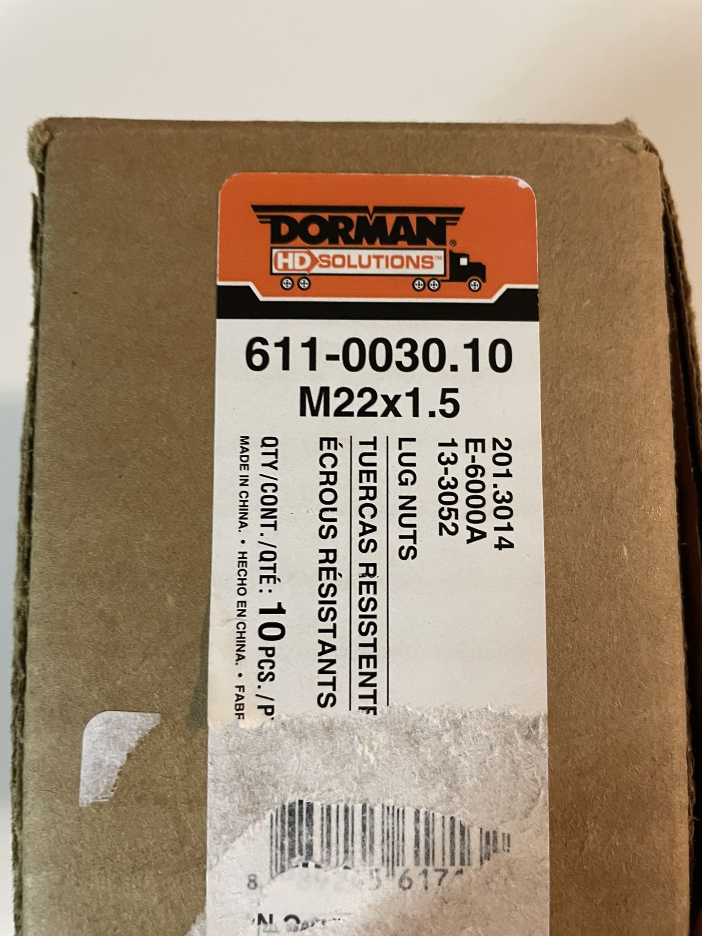 10 Pack Dorman 611-0030 Wheel Nut M22-1.50 Metric - 33mm Hex - 30.48 mm Length