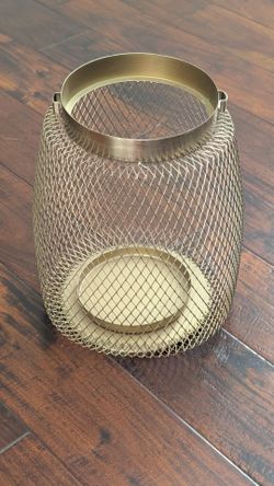 Gold Metal Mesh Candle Lantern