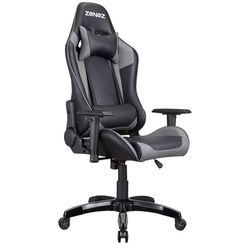 ZENEZ Gaming Chair Racing Office High Back PC Computer Video Chair with Adjustable Armrest and Lumbar Support, Tilt Funtion (Gray)