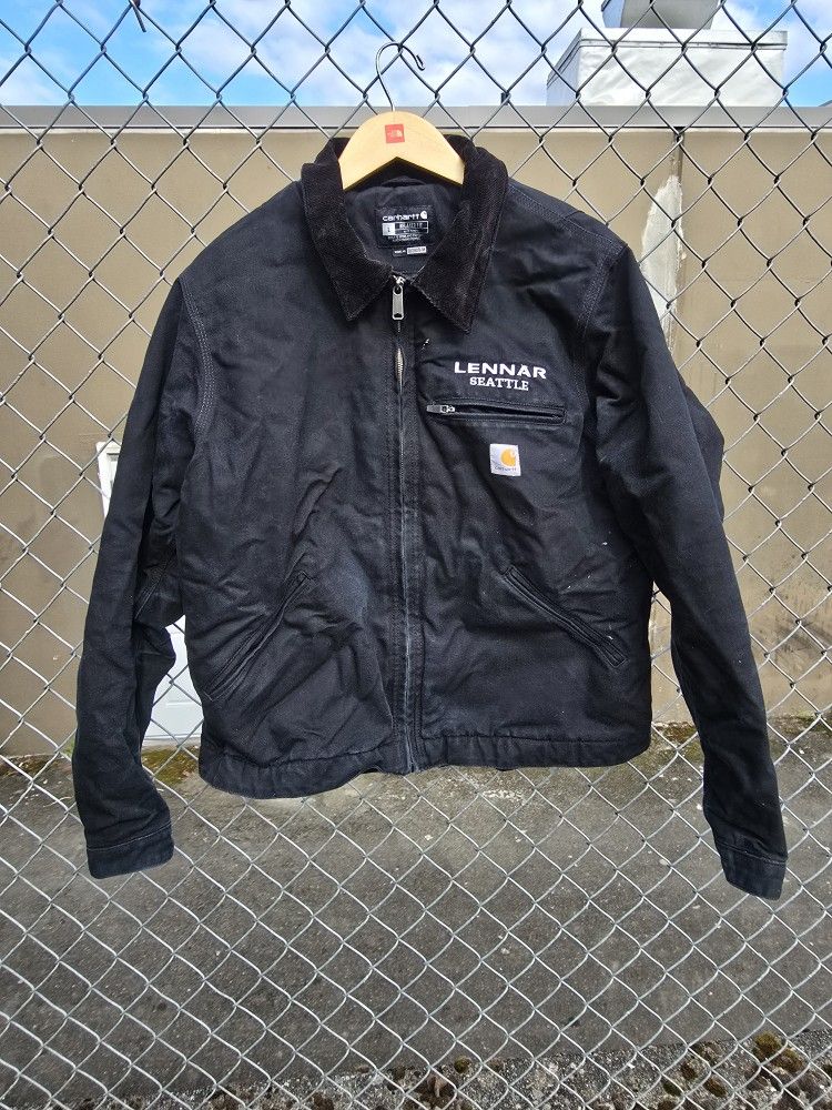 Carhartt Mens Black Jacket Size Large Oj6306-M 23×25 1/2
