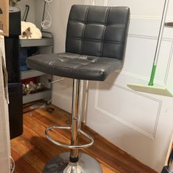 Black Leather Barstool 