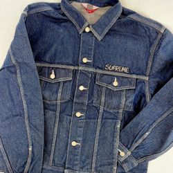 Supreme Smurfs Denim Trucker Jacket Blue Size Medium 