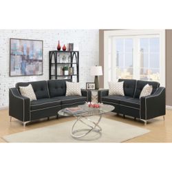 Black Sofa And Love Seat Set 