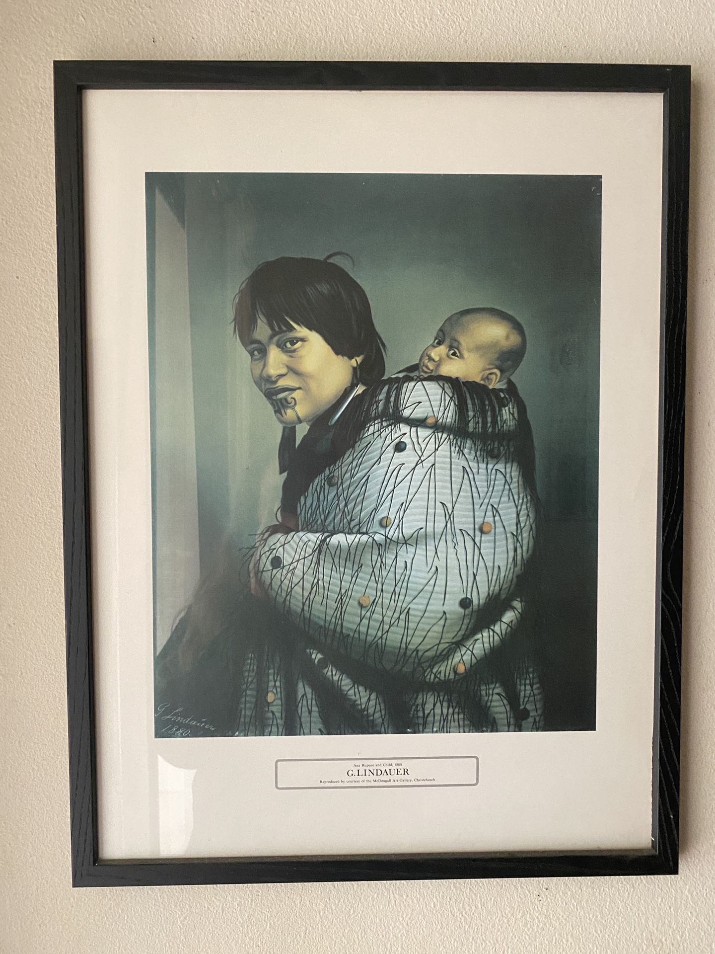 “Ana Rupene and Child “, 1880, by G.Lindauer , framed, from art gallery in New Zealand
