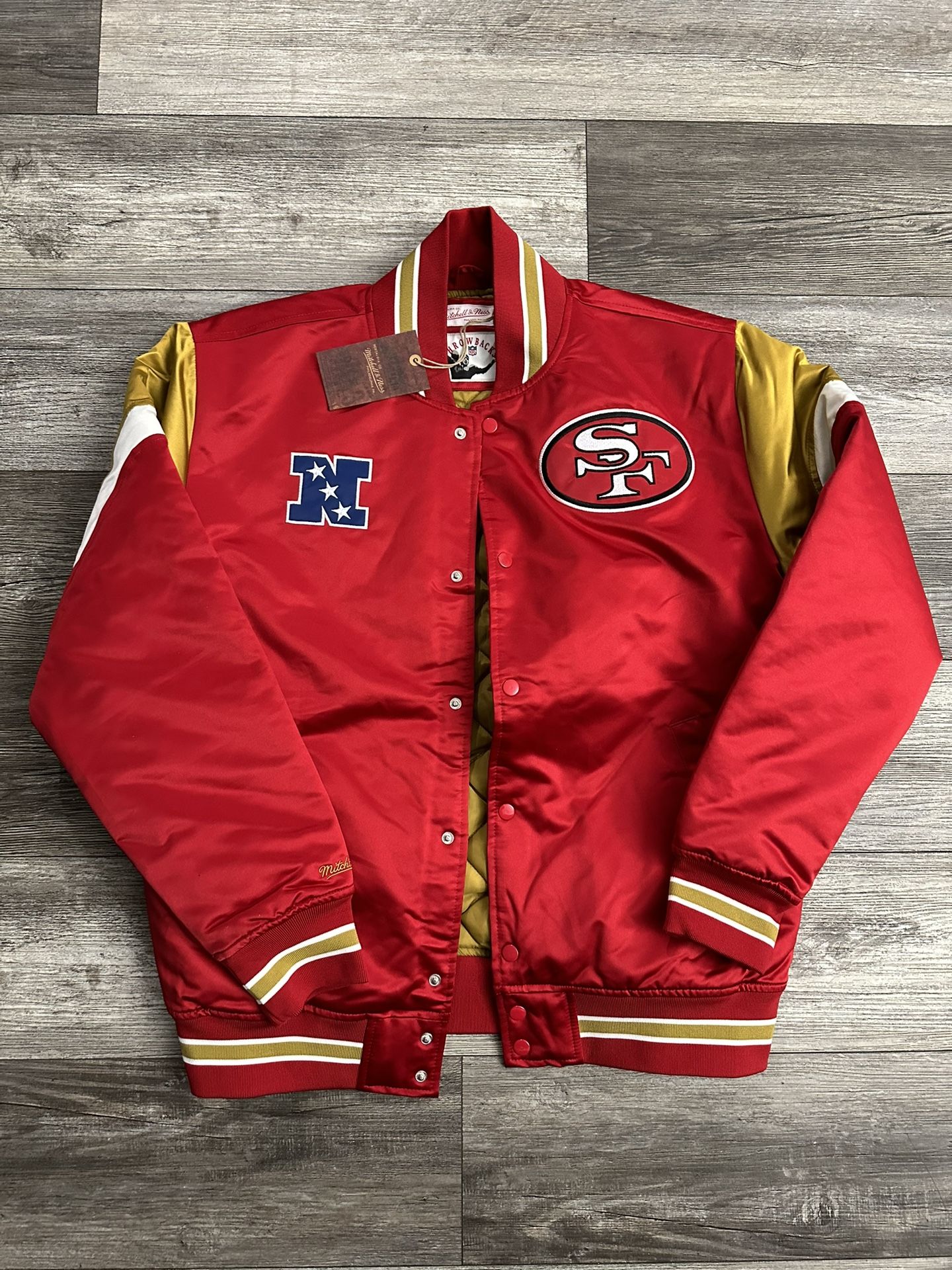 Men’s Mitchell And Mess 49ers Satin jacket Small