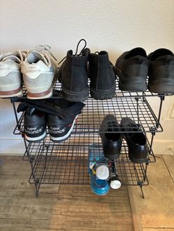 4- Tier Black Wire Shoe Rack