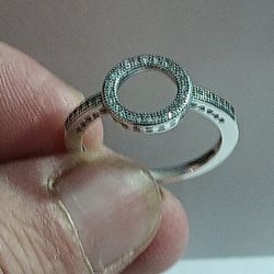 Pandora Authentic Brand New Sparkling Sterling Silver Open Circle Hearts Ring Size  7