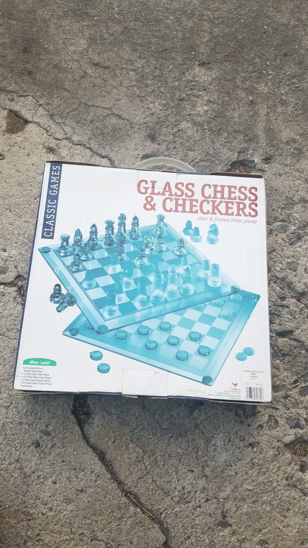 Glass chess board and checkers
