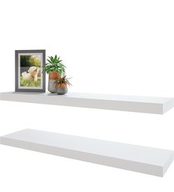 Floating Shelves, 31W x 8D Wall Mounted Display Shelves with Invisible Brackets, Set of 2 | Lightweight Décor Shelf for Bedroom, Living Room, Bathroom