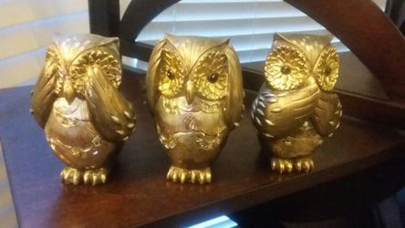 Set of 3 owls made from recin # 14