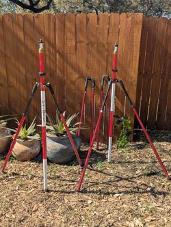 Survey Equipment (2) Prism Pole And (4) Bipods