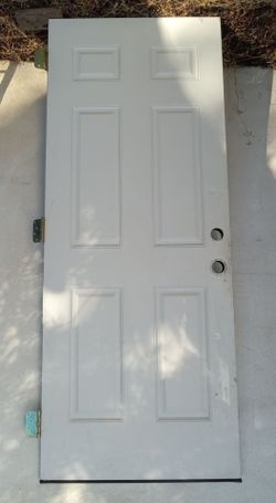 32 x 80" (31.5 x 79 7/8) steel door w/ hinges, OK used functional condition